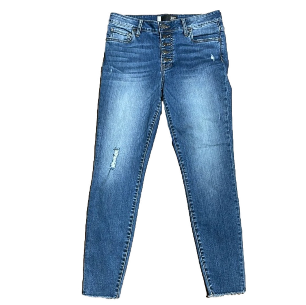 Kut from the Kloth Connie High Rise Ankle Skinny Raw Hem Distressed Size 6